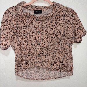 Stylish Black Spotted Button-Down Shirt